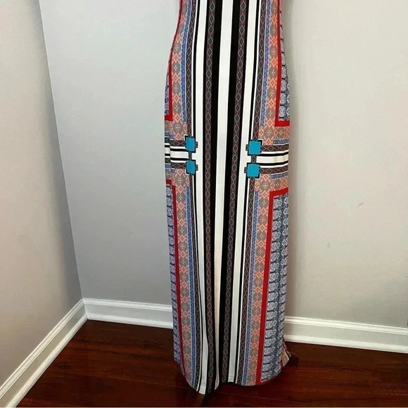 BISOU BISOU Multicolored Multi Dress Women Size 6 Patterned Zippered - Picture 5 of 7